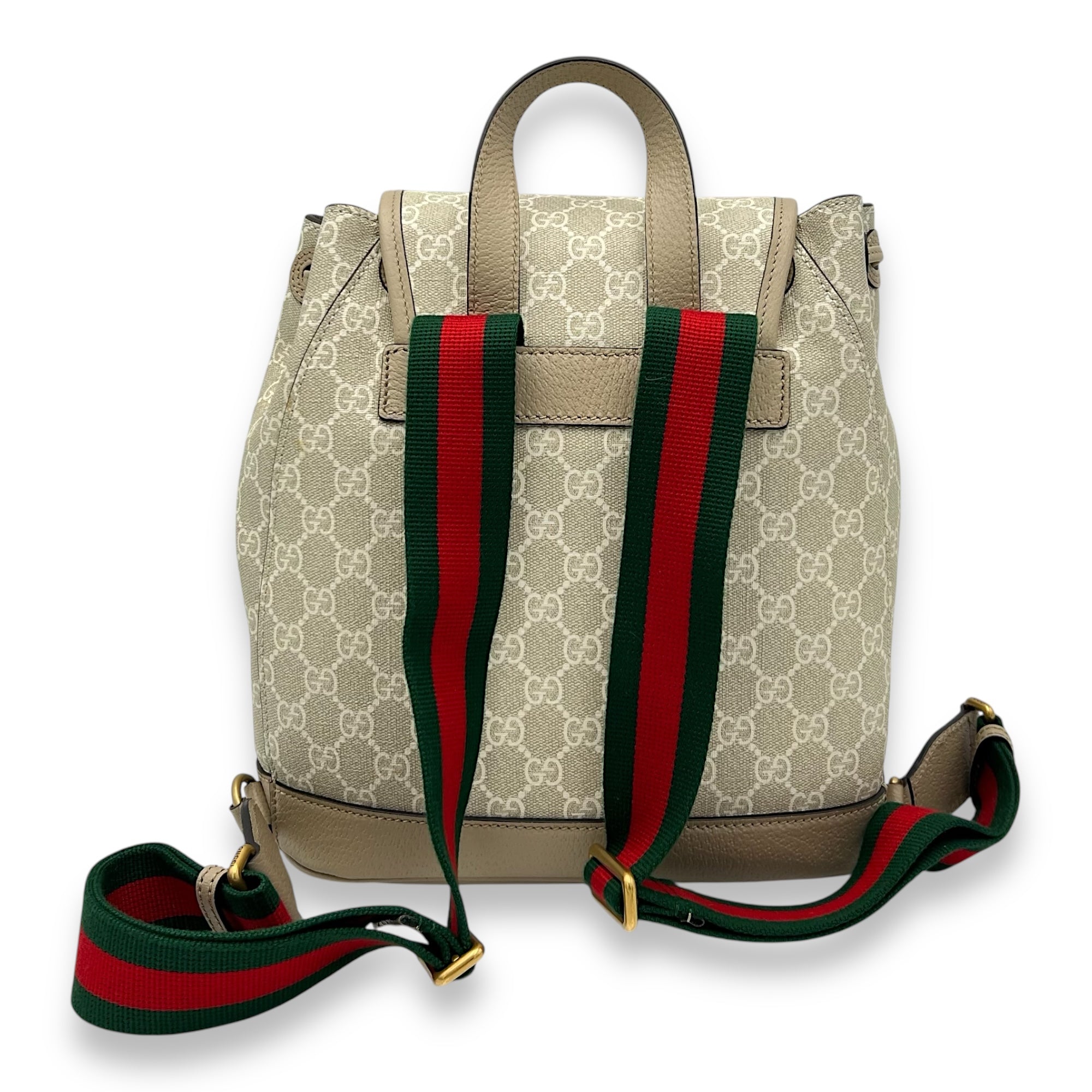 Gucci GG Supreme White Backpack in Coated Canvas, Gold hardware_2