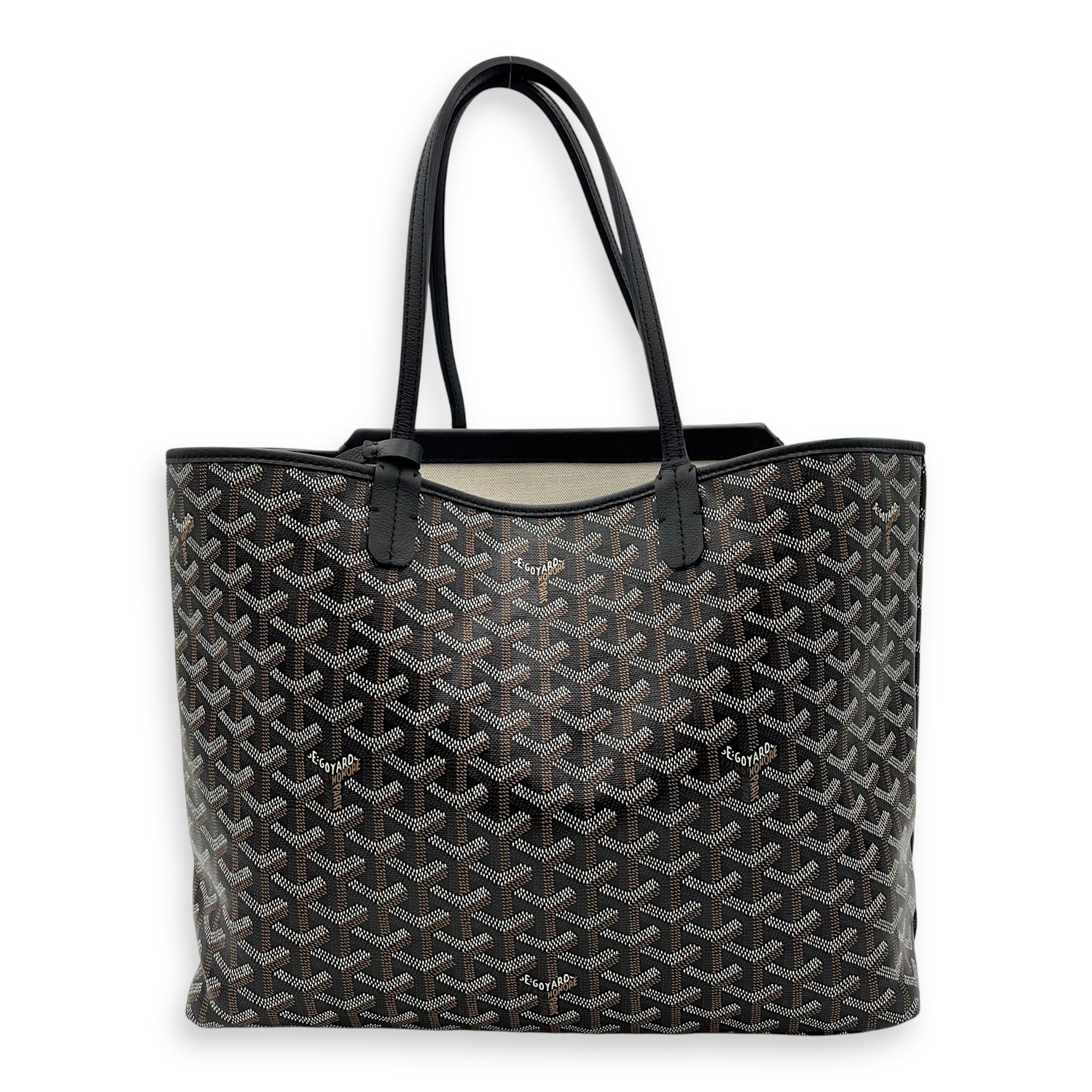Goyard Isabelle Tote Bag Black in Coated Canvas, Silver hardware_2