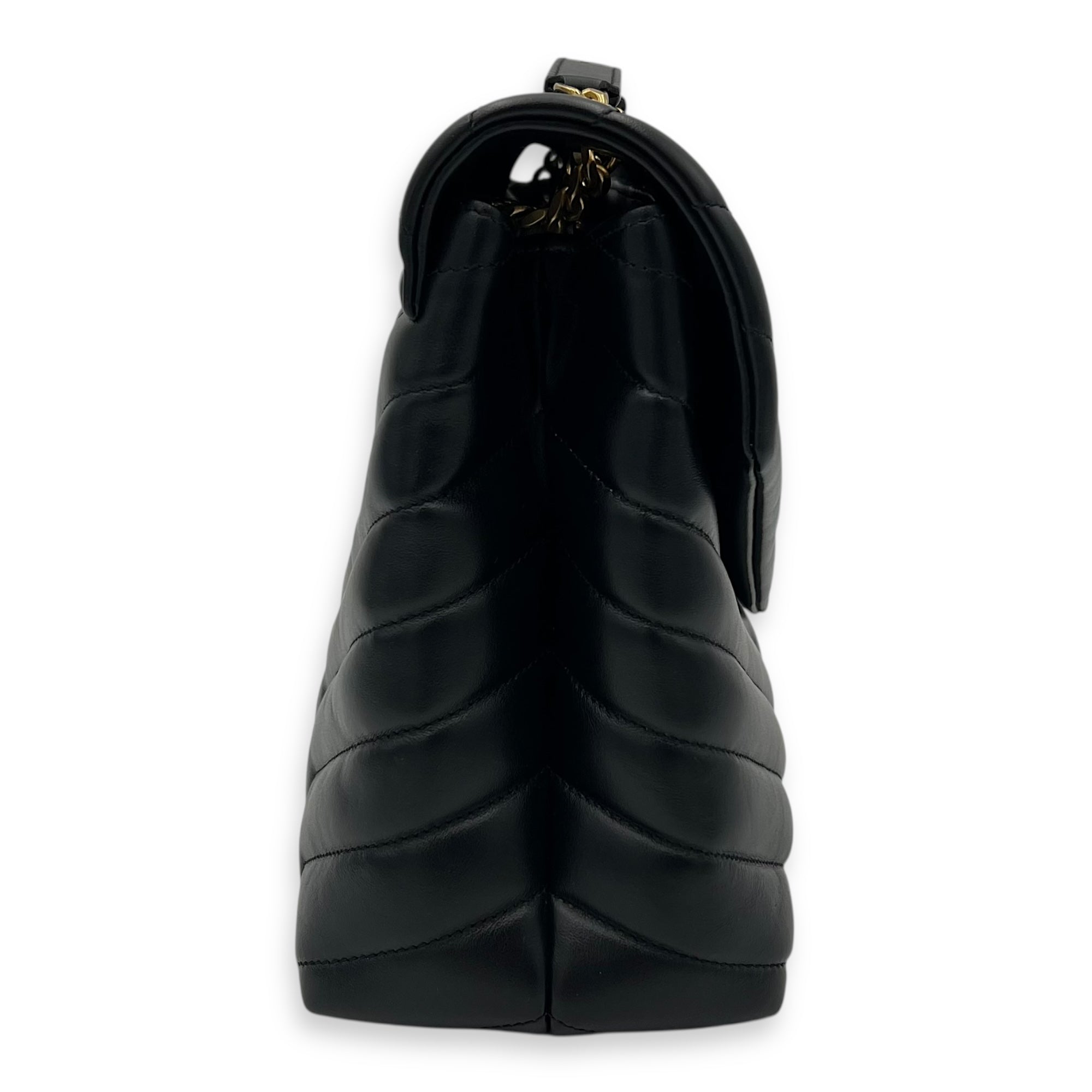 Saint Laurent Loulou Shoulder Bag Medium Black in Calfskin, Gold hardware_4