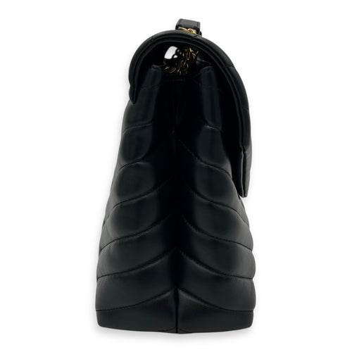 Saint Laurent Loulou Shoulder Bag Medium Black in Calfskin, Gold hardware_4