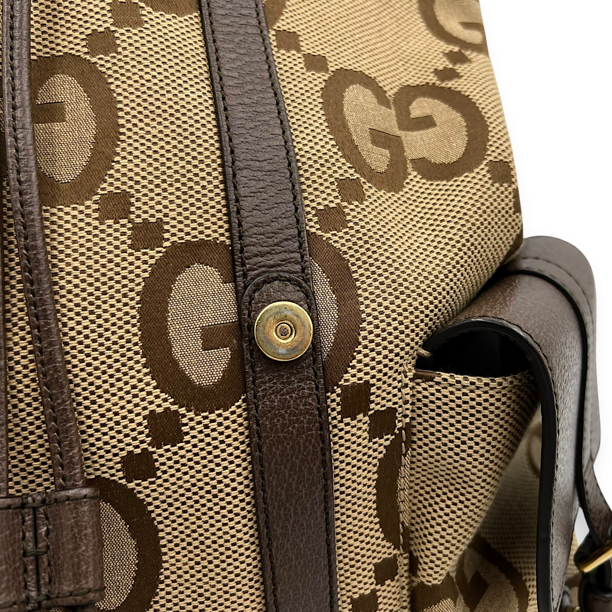 Gucci GG Backpack Brown in Canvas, Gold hardware_18