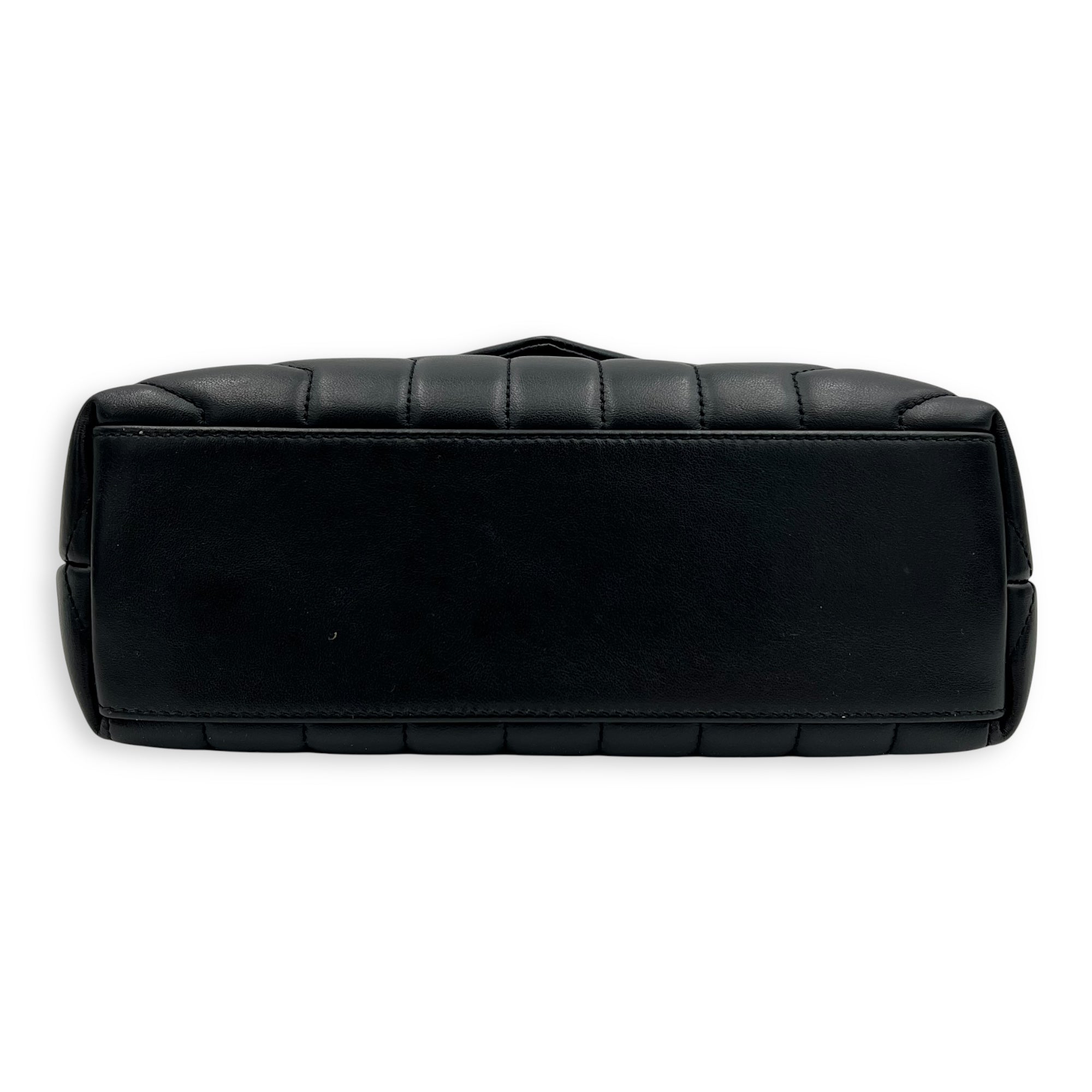 Saint Laurent Loulou Small Black Shoulder Bag in Calfskin, Silver hardware_5
