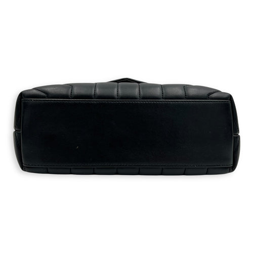 Saint Laurent Loulou Small Black Shoulder Bag in Calfskin, Silver hardware_5