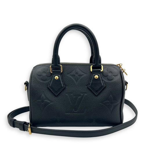 Louis Vuitton Speedy Bandouliere Top Handle Bag 20 Black in Empreinte Leather, Gold hardware_18