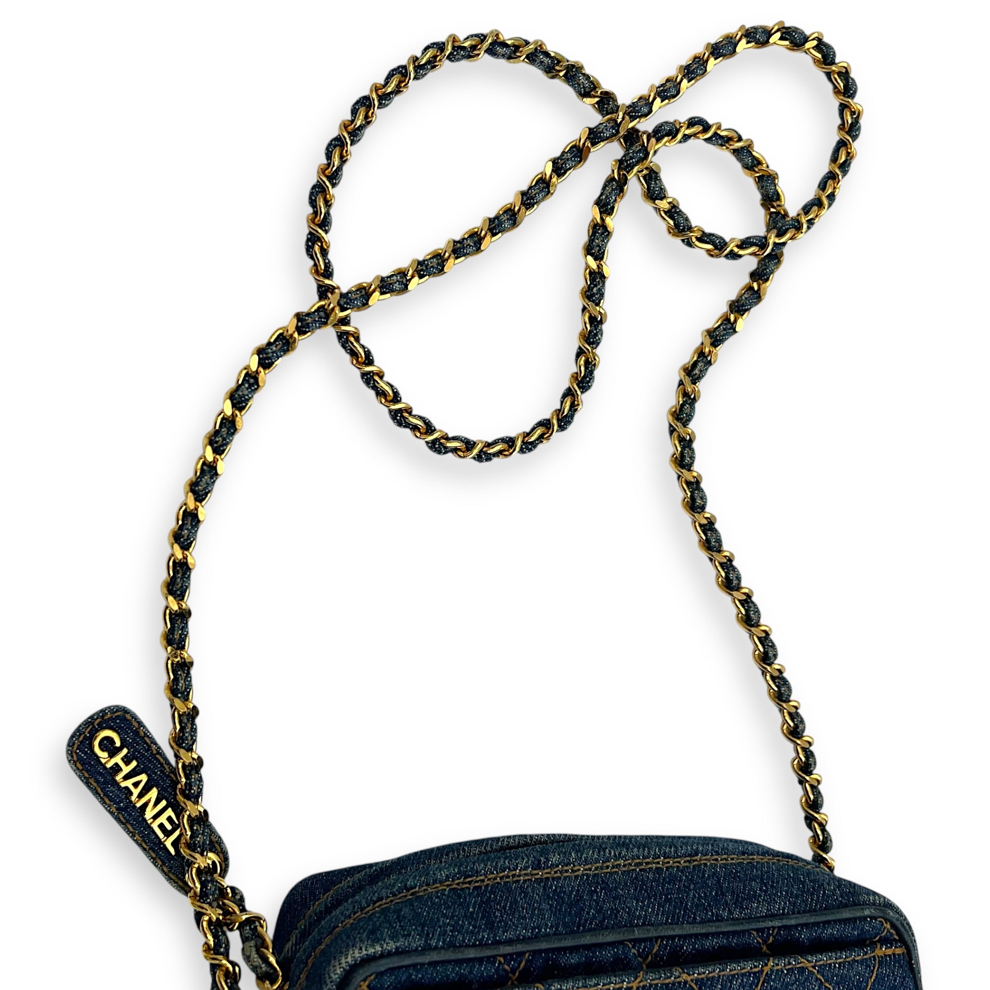 Chanel Denim CC Quilted Turnlock Crossbody Bag Blue in Denim, Gold hardware_18