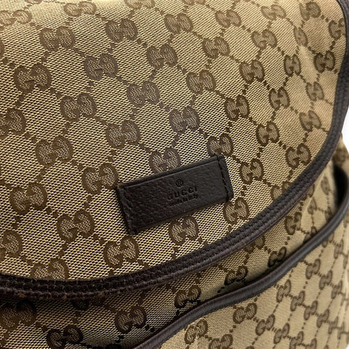 Gucci GG Shoulder Bag Brown in Canvas, Silver hardware_18