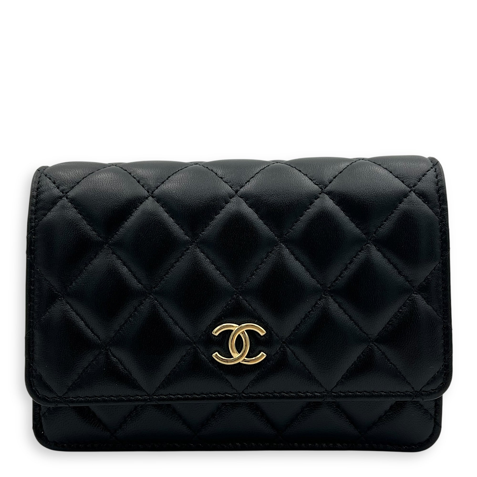 Chanel CC Curb Thick Chain Wallet On Chain Black in Lambskin, Gold hardware_1