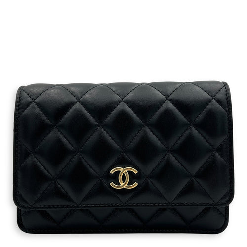 Chanel CC Curb Thick Chain Wallet On Chain Black in Lambskin, Gold hardware_1
