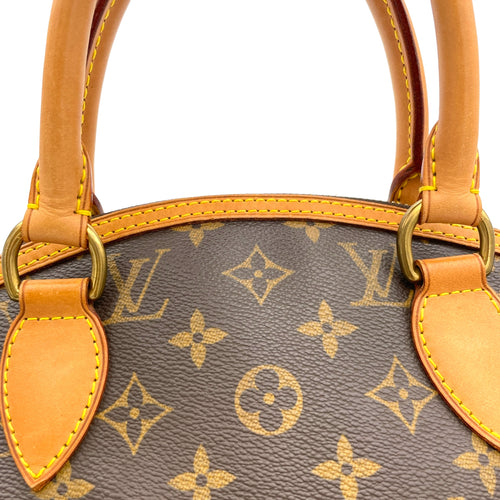 LockIt PM Brown Top Handle Bag in Monogram Coated Canvas, Gold hardware