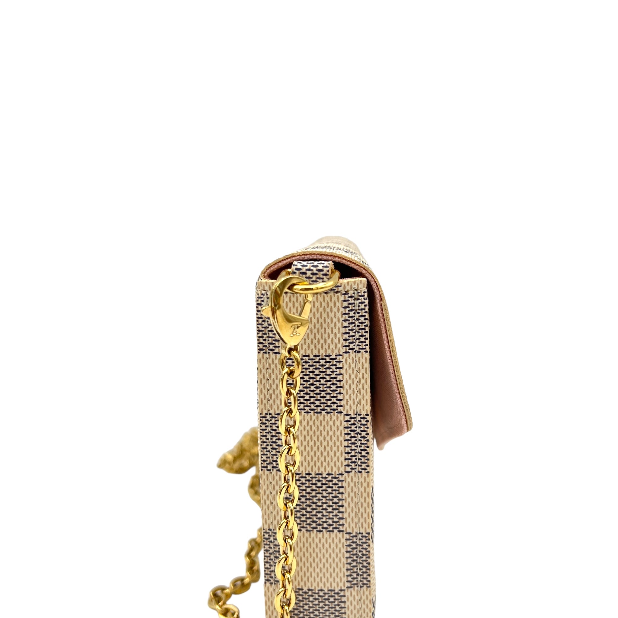 Felicie Damier Azur Crossbody Bag in Coated Canvas, Gold hardware