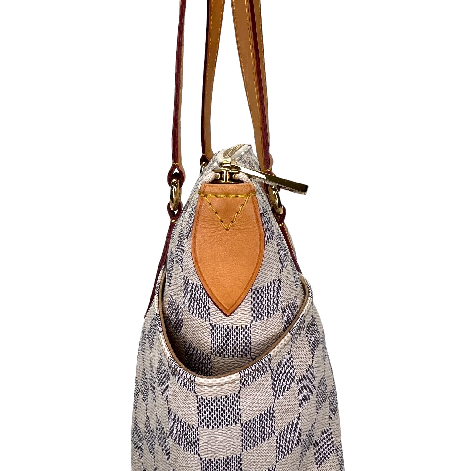 Totally PM Damier Azur Shoulder Bag in Coated Canvas, Gold hardware