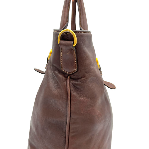 Twoway Top handle Bag  Brown in Calfskin , Gold Hardware