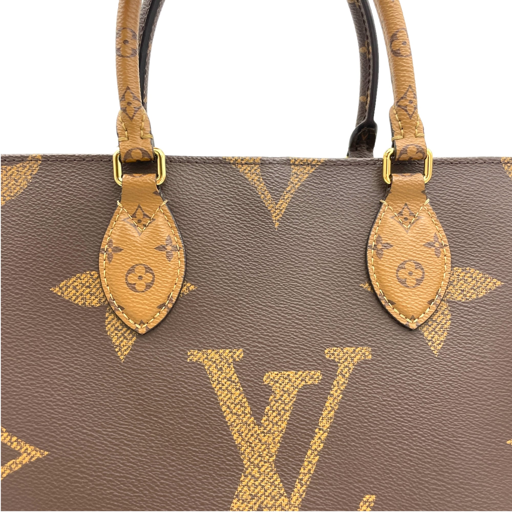 OnTheGo MM Brown Tote Bag in Monogram Coated Canvas, Gold hardware