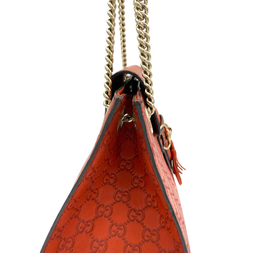 Emily Large Orange Shoulder Bag in Guccissima Leather, Gold hardware