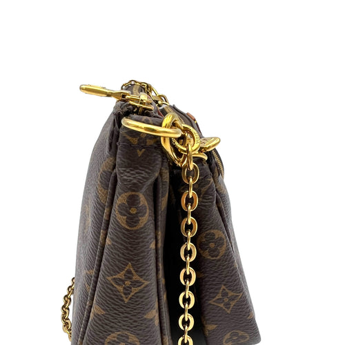 Multi-Pochette Accessoires Brown Crossbody Bag in Monogram Coated Canvas, Gold hardware