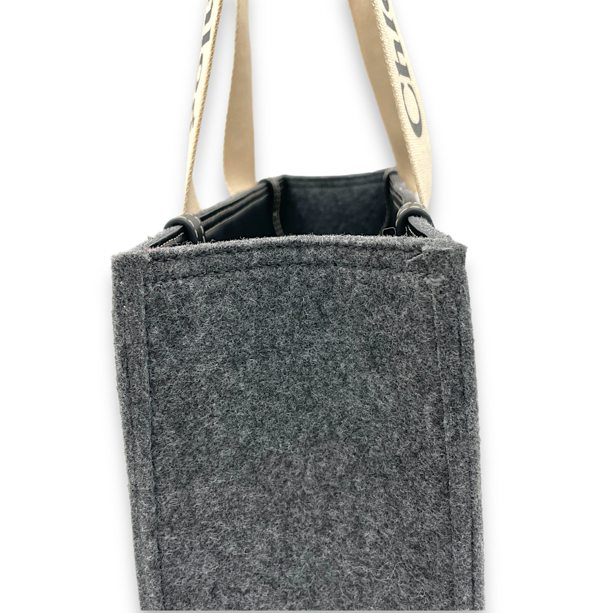 Woody Medium Grey Tote Bag in Felt Fabric