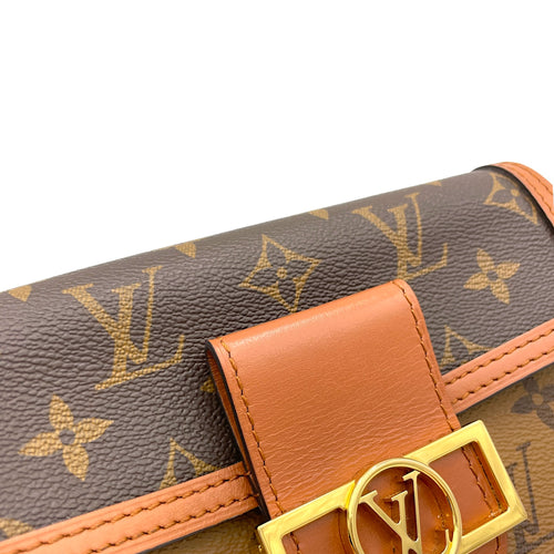 Dauphine Wallet On Chain Brown in Monogram Coated Canvas, Gold hardware