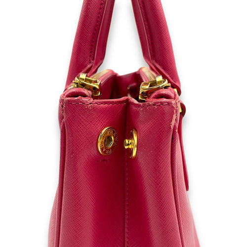 Galleria Small Pink Top Handle Bag in Saffiano Leather, Gold hardware