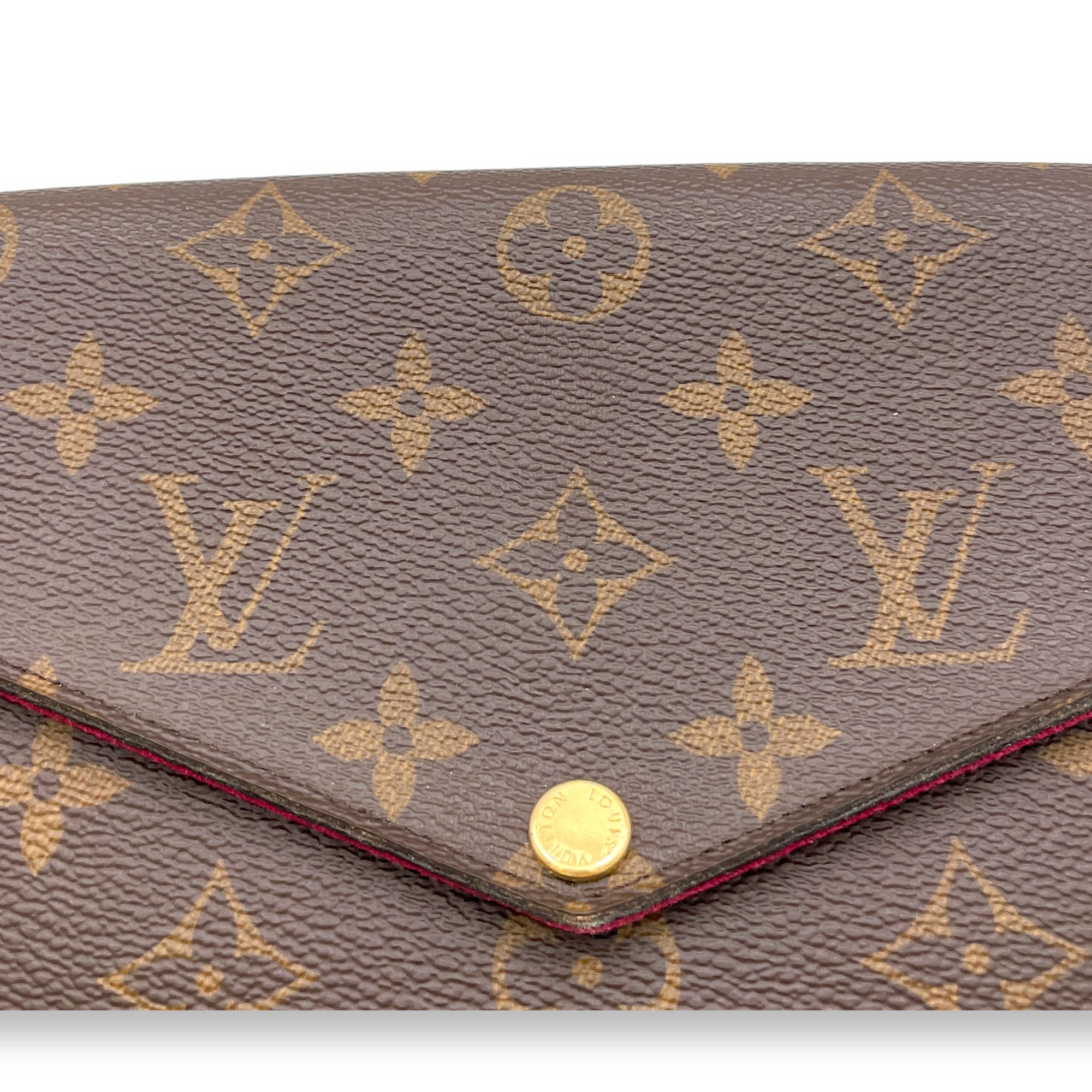 Felicie Brown Wallet On Chain in Monogram Coated Canvas, Gold hardware