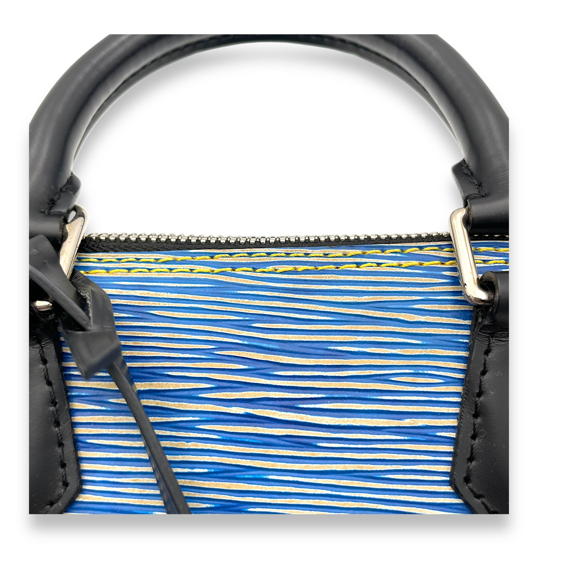 Alma Top Handle Bag Blue in Epi Leather, Silver hardware