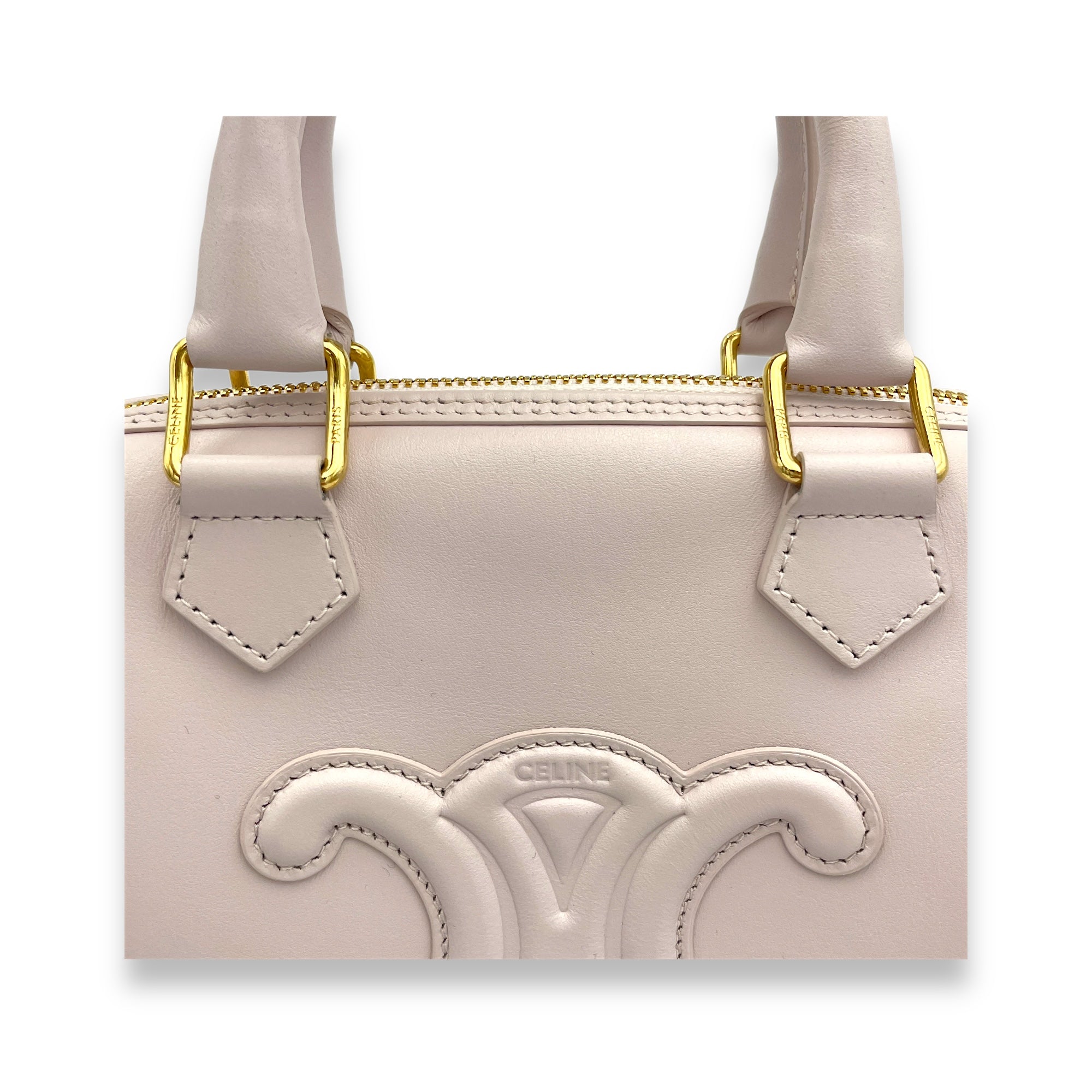 Boston Small Purple Top Handle Bag in Calfskin, Gold hardware