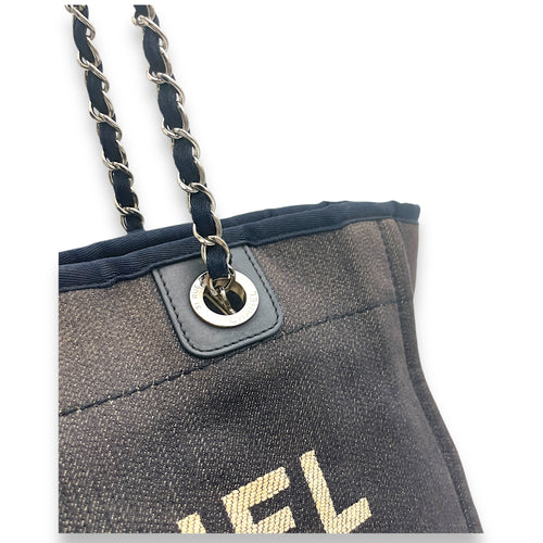 Deauville Blue Top Handle Bag in Denim, Silver hardware