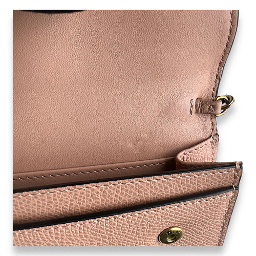 Saddle Beige Wallet On Chain in Calfskin, Gold hardware