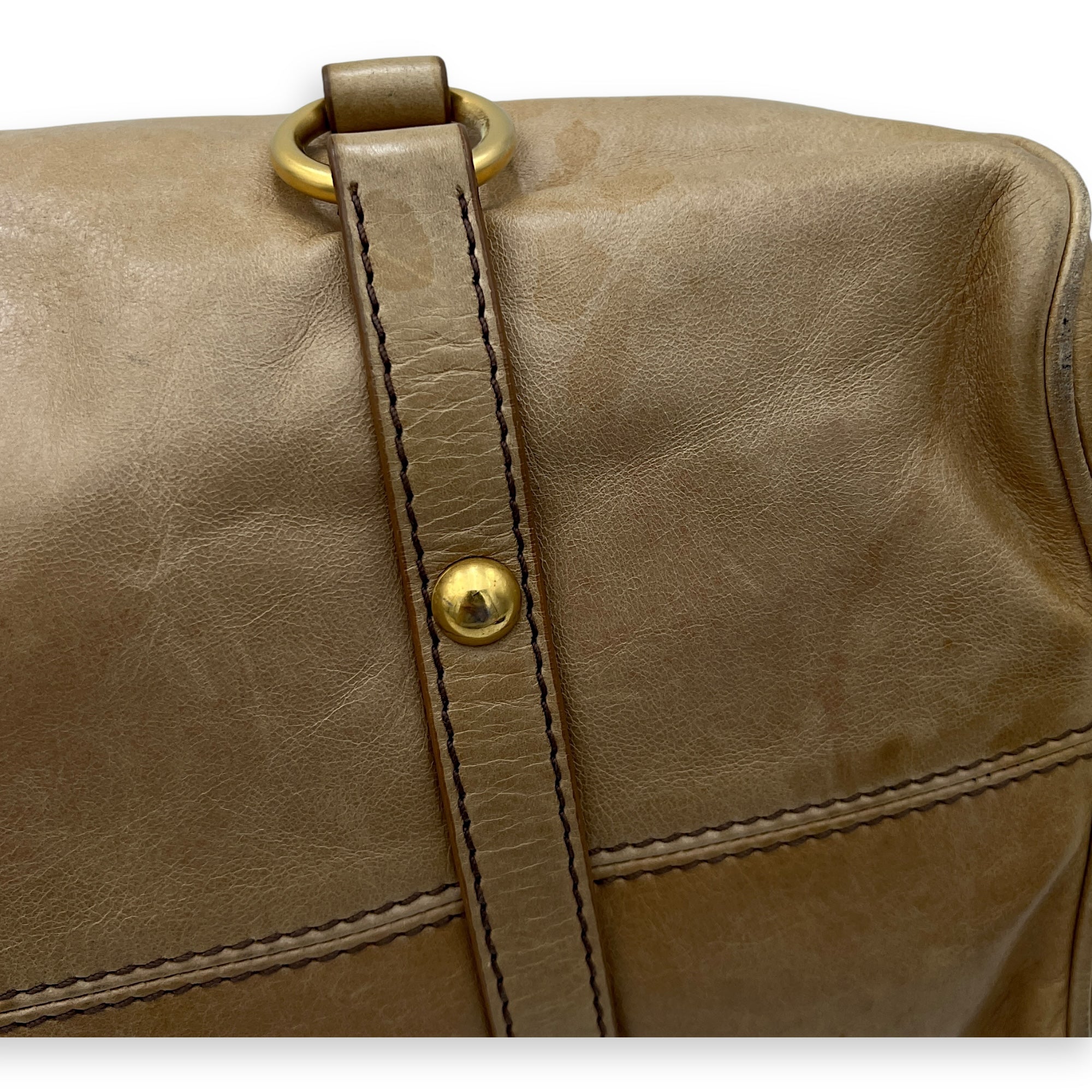 Vitello Lux Bow Shoulder Bag Brown in Calfskin, Gold hardware