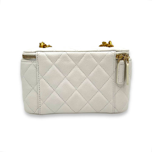 CC White Vanity Bag in Caviar Leather, Gold hardware