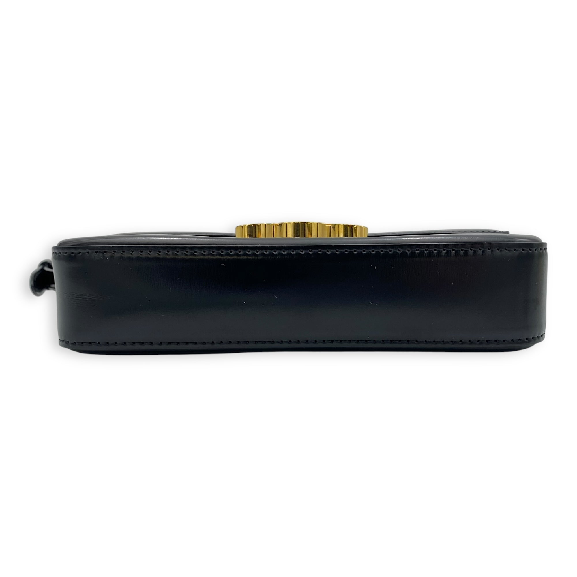 Triomphe Claude Black Shoulder Bag in Calfskin, Gold hardware