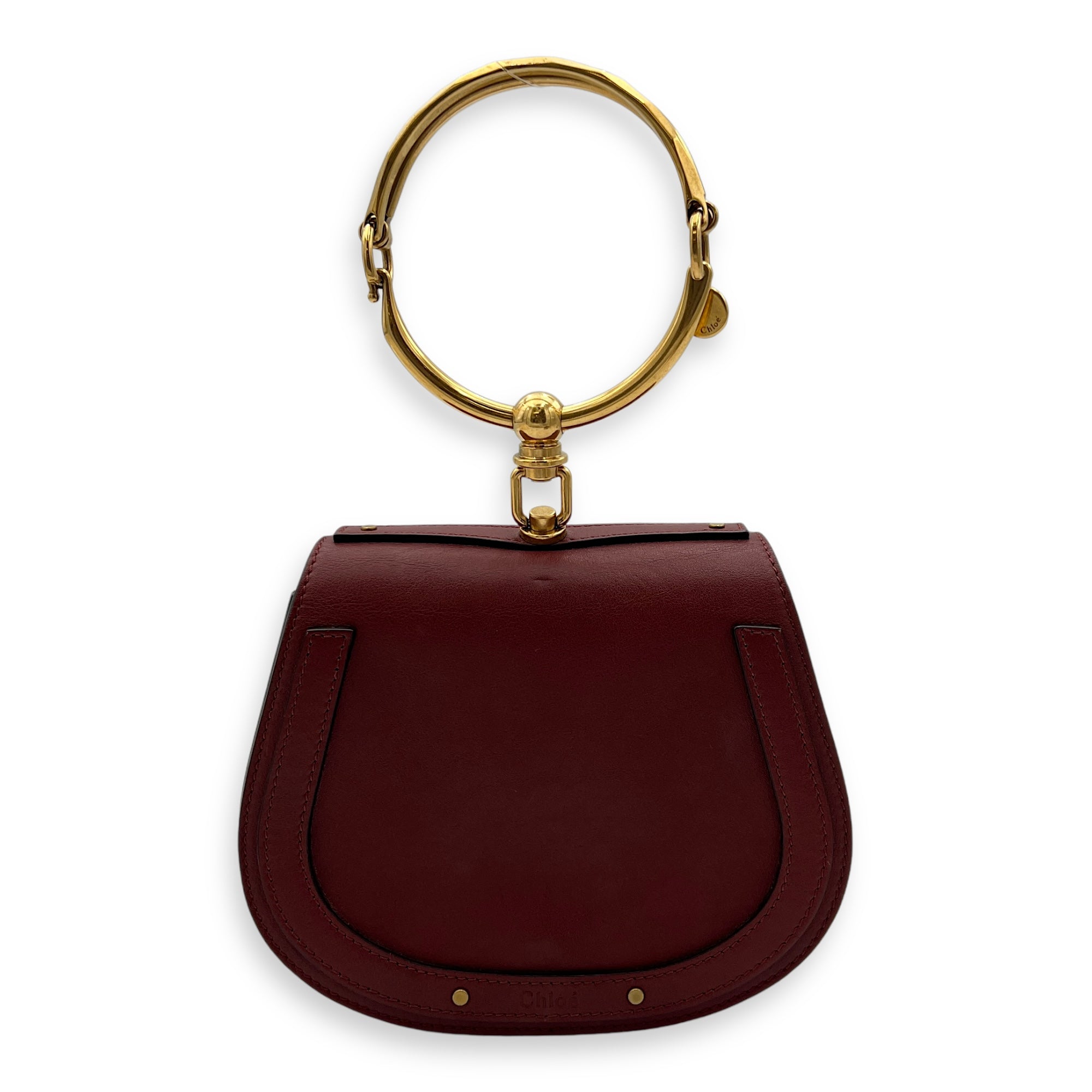 Nile Red Top Handle Bag in Calfskin, Gold hardware