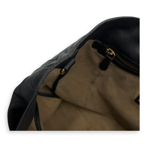 Logo Tote Bag Black in Calfskin, Gold hardware