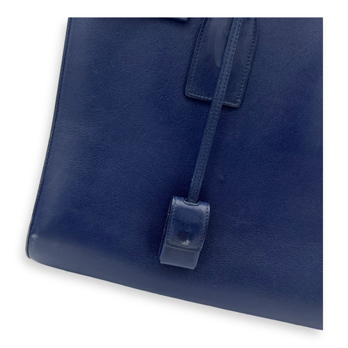 Sac de Jour Top Handle Bag Small Blue in Calfskin, Gold hardware