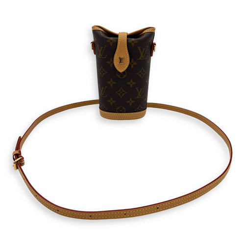 Fold Me Brown Crossbody Bag in Monogram Coated Canvas, Gold hardware