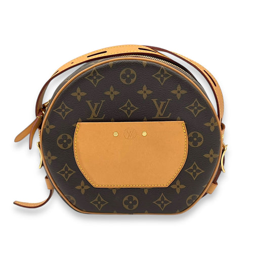 Boite Chapeau Souple MM Brown Crossbody Bag in Monogram Coated Canvas, Gold hardware