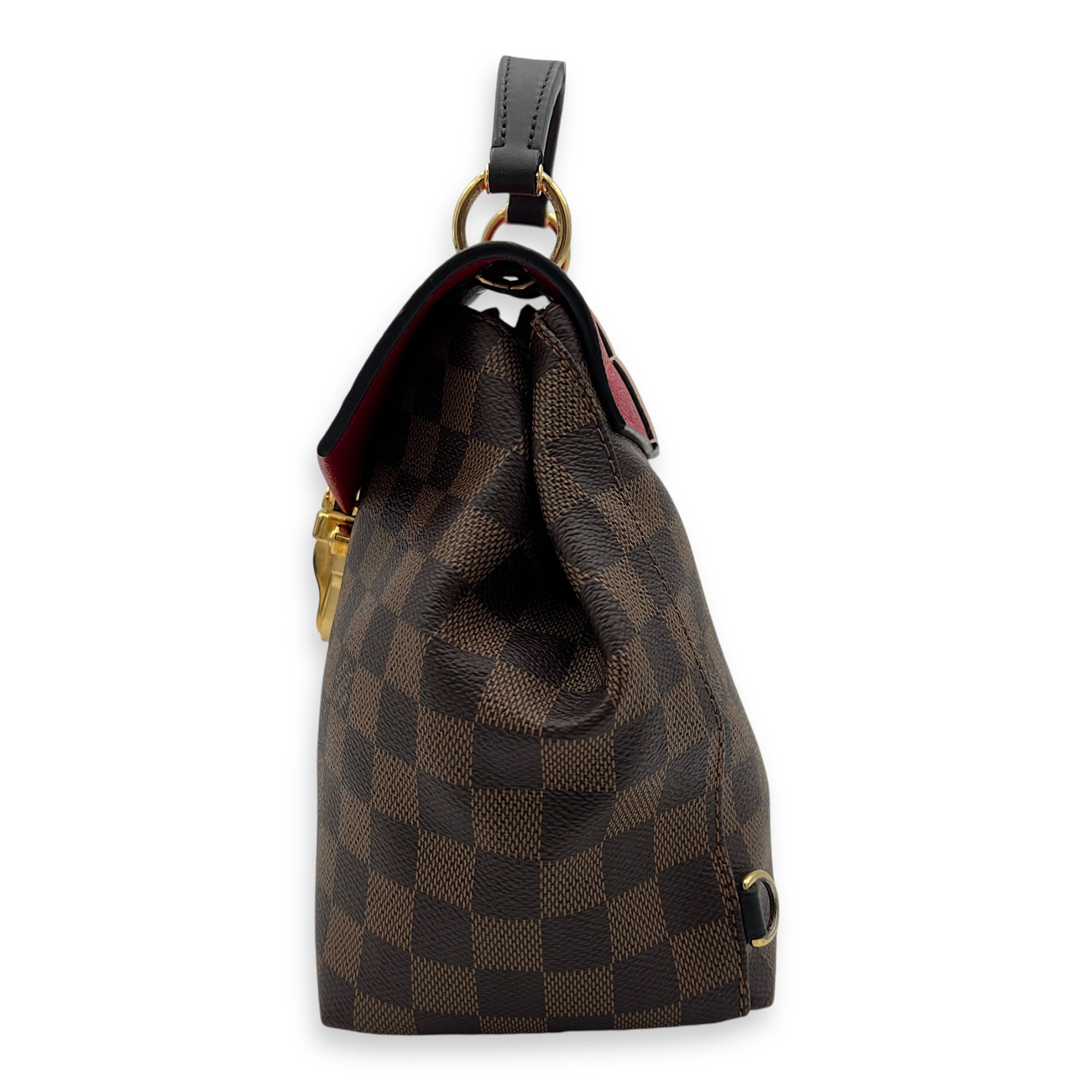 Clapton Backpack Damier Ebene in Coated Canvas, Gold hardware