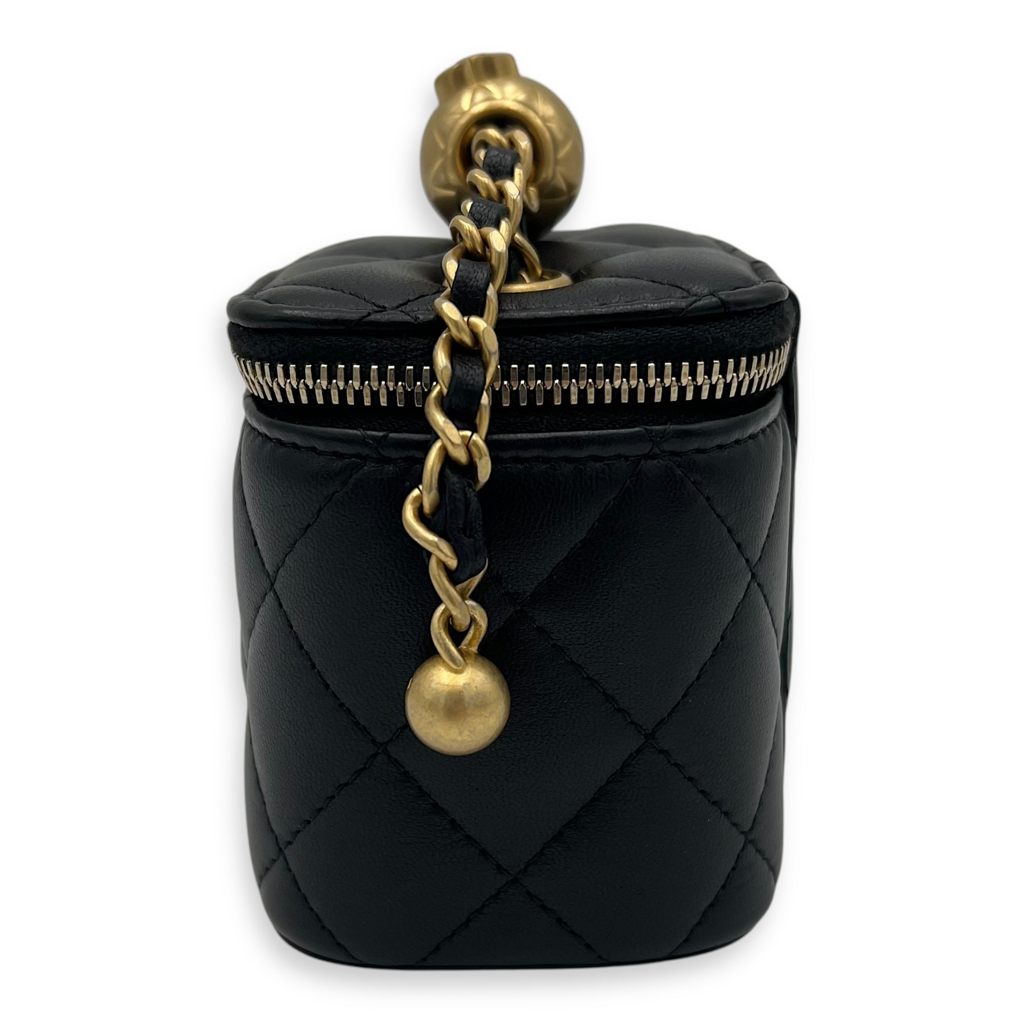 Vanity Crossbody Bag Black in Lambskin, Gold hardware