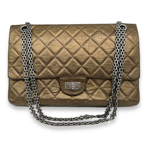 Chanel 2.55 226 Gold Shoulder Bag in Calfskin, Silver hardware_1