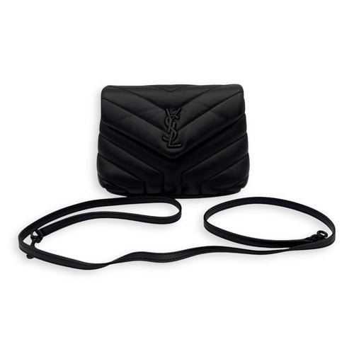 Saint Laurent Loulou Shoulder Bag Black in Calfskin, Acetate hardware_19