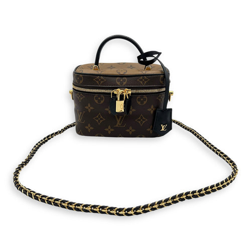 Louis Vuitton Vanity Vanity Bag Reverse in Monogram Coated Canvas, Gold hardware_10