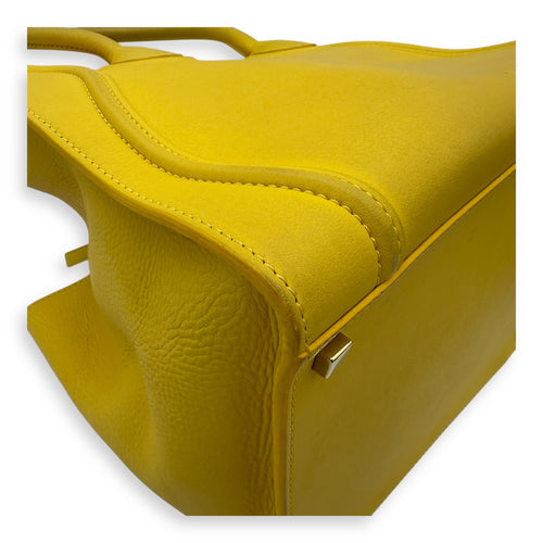 Celine Phantom Luggage Yellow Top Handle Bag in Calfskin, Gold hardware_17