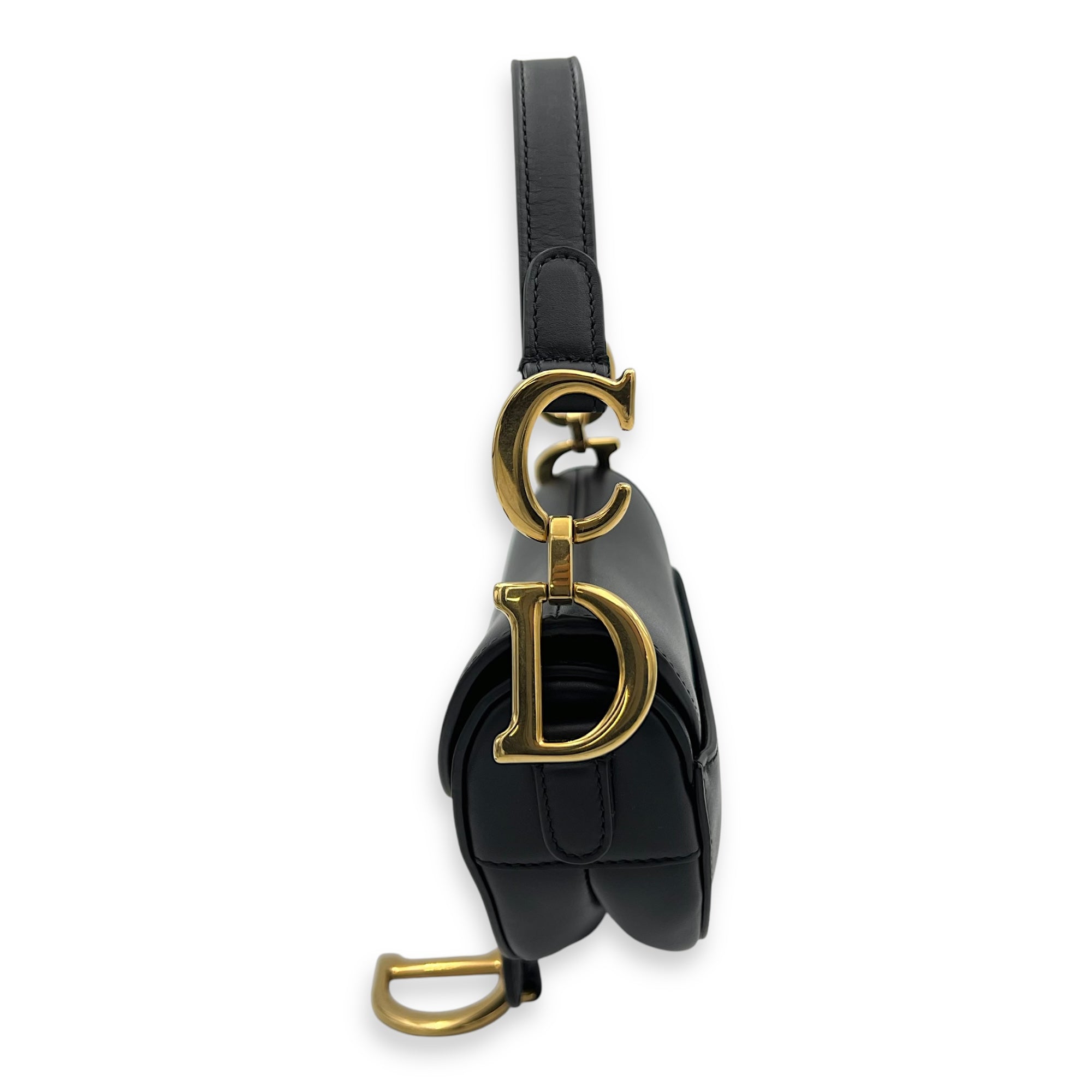 Christian Dior Saddle Mini Black Shoulder Bag in Calfskin, Gold hardware_3