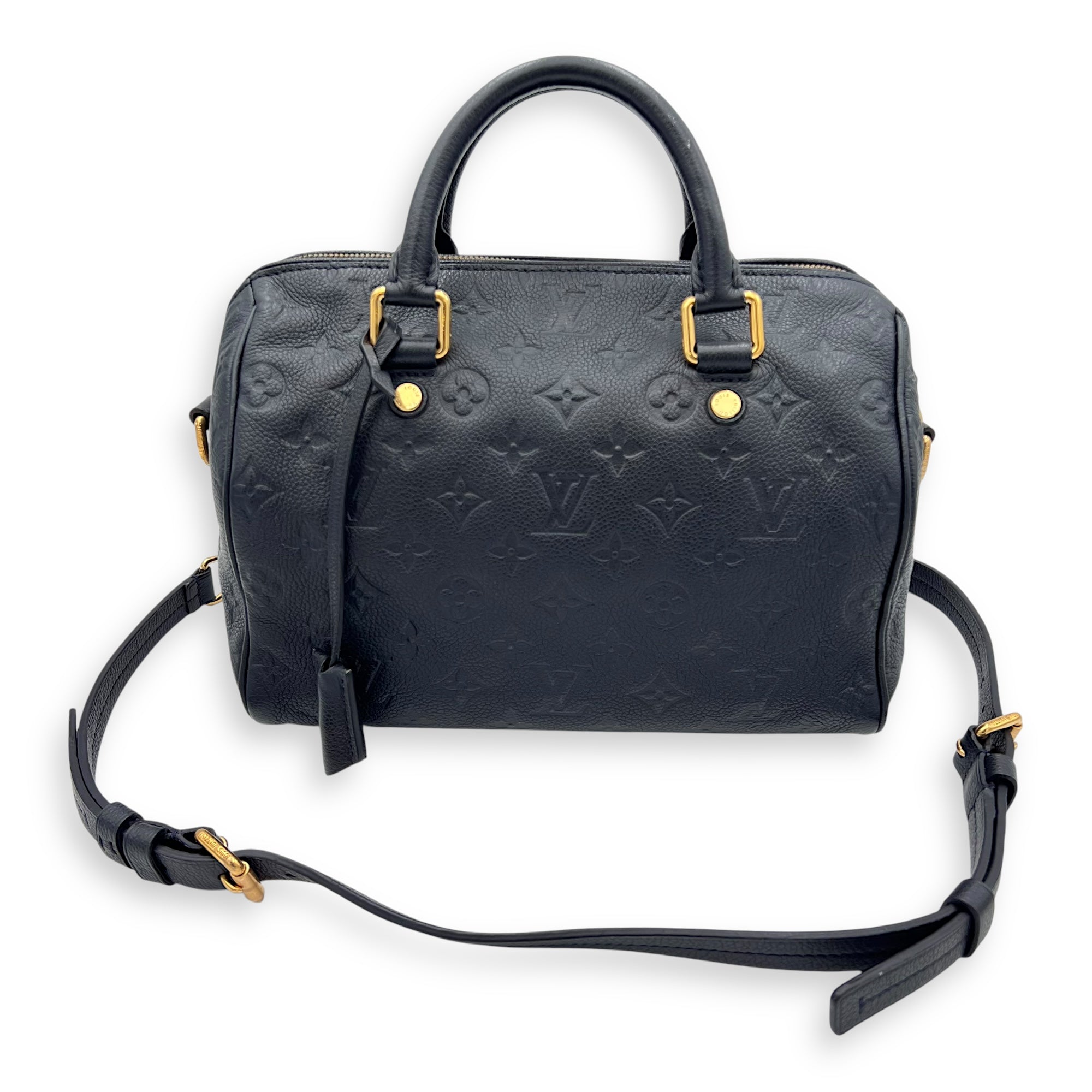 Louis Vuitton Speedy 25 Black Top Handle Bag in Empreinte Leather, Gold hardware_11