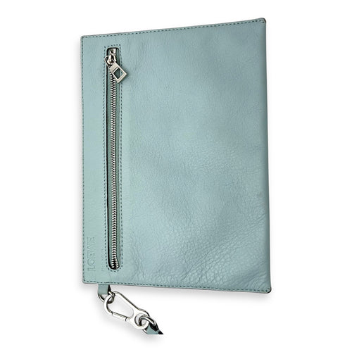 Loewe Hammock Medium Blue Top Handle Bag in Calfskin, Silver hardware_19