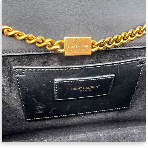 Saint Laurent Kate Medium Black Shoulder Bag in Calfskin, Gold hardware_19