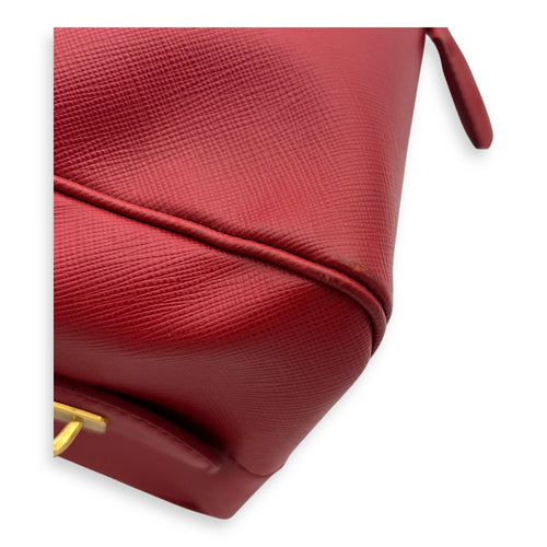 Prada Logo Top Handle Bag Red in Saffiano Leather, Gold hardware_19