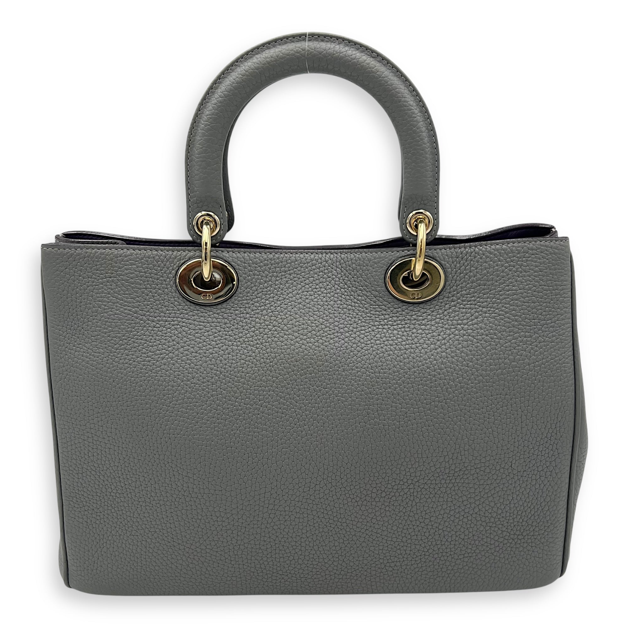 Christian Dior Diorissimo Top Handle Bag Grey in Calfskin, Gold hardware_2