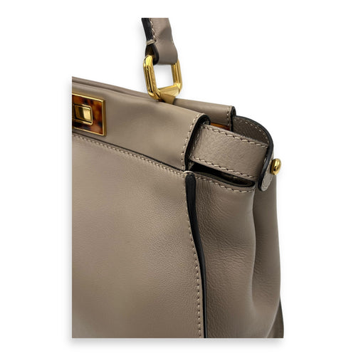 Fendi Peekaboo Medium Brown Top Handle Bag in Calfskin, Gold hardware_9