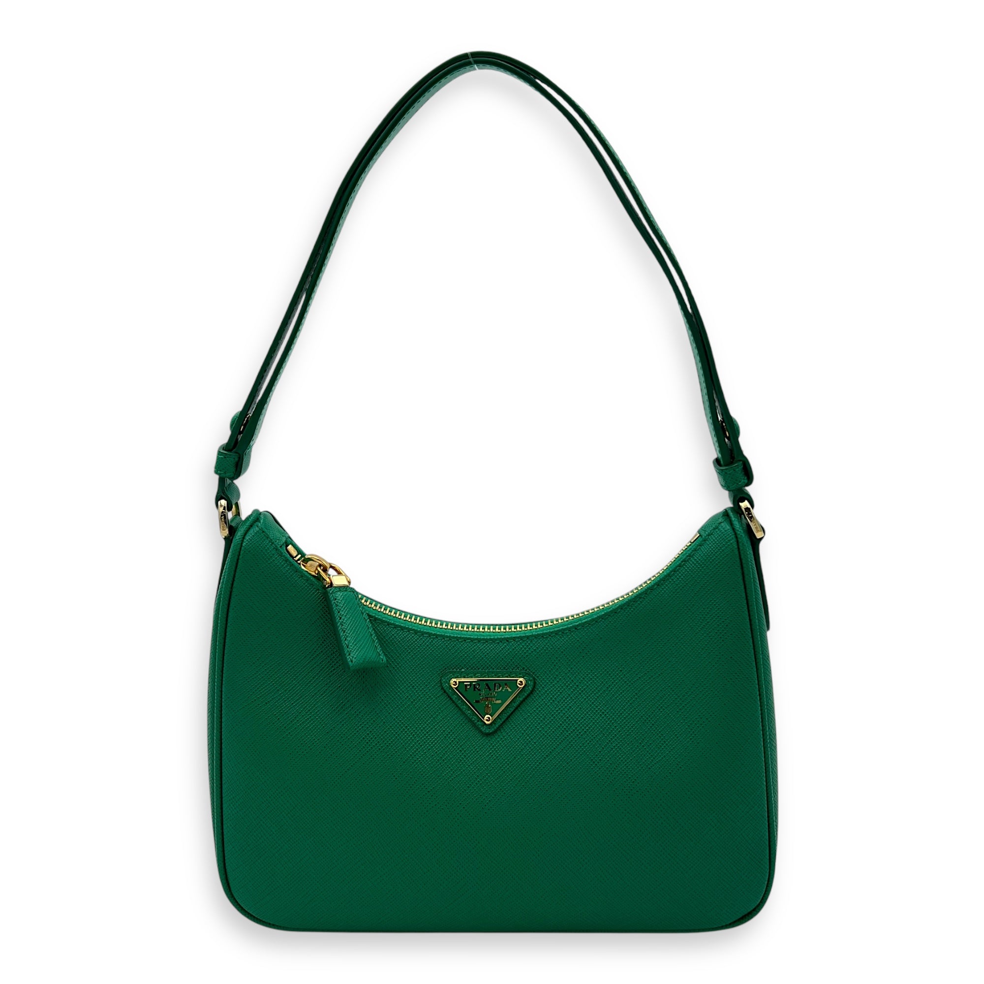 Prada Re-Edition Shoulder Bag Green in Saffiano Leather, Gold hardware_1