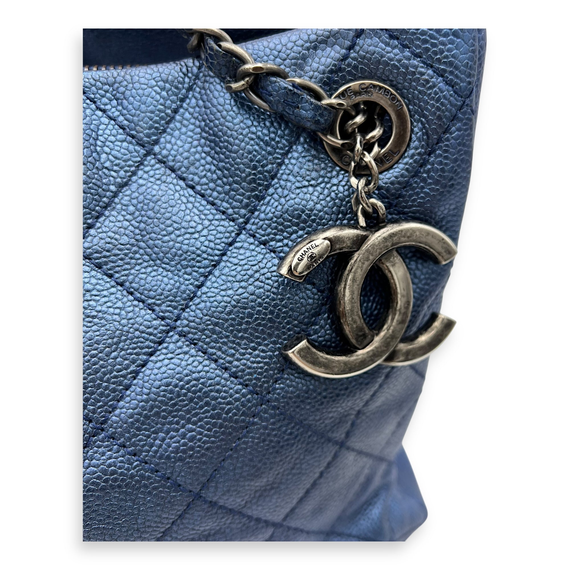 Chanel Others Tote Bag Blue in Caviar Leather, Ruthenium hardware_15